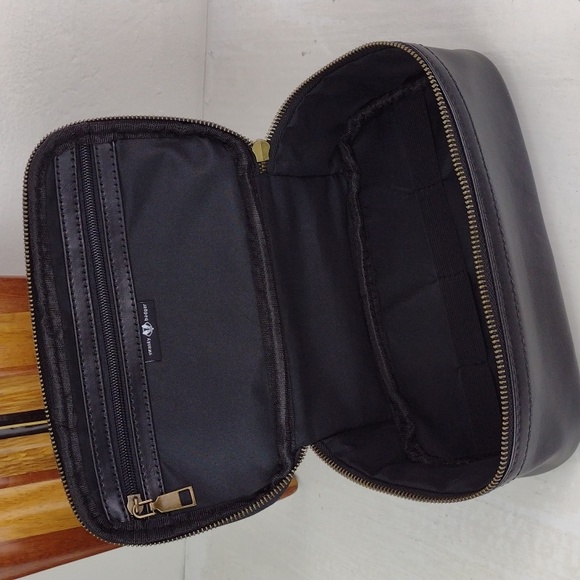 Swanky Badger Black Leather Like Men's Zip Around Sundries Shaving Travel Bag - Picture 8 of 13